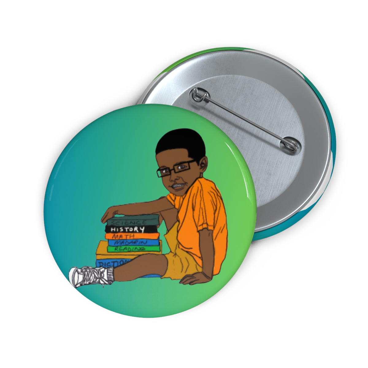 I Love Reading 2.25 inch pin button by Fearlessly Hue®, Dana Todd Pope's art.