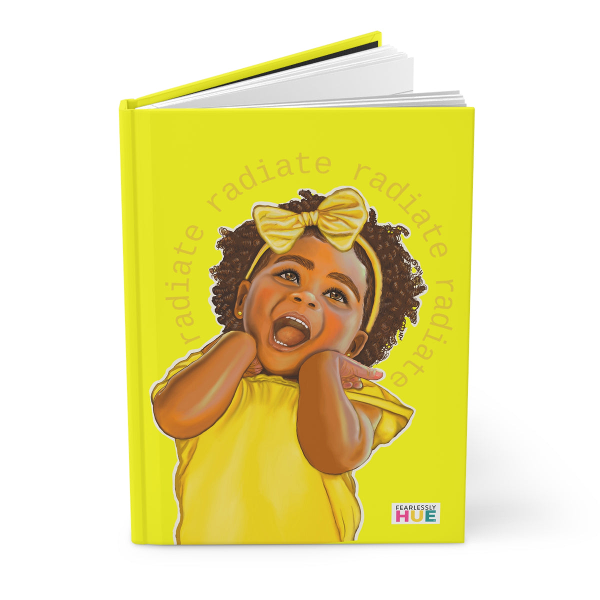 Bright yellow Fearlessly Hue® Radiate hardcover journal.