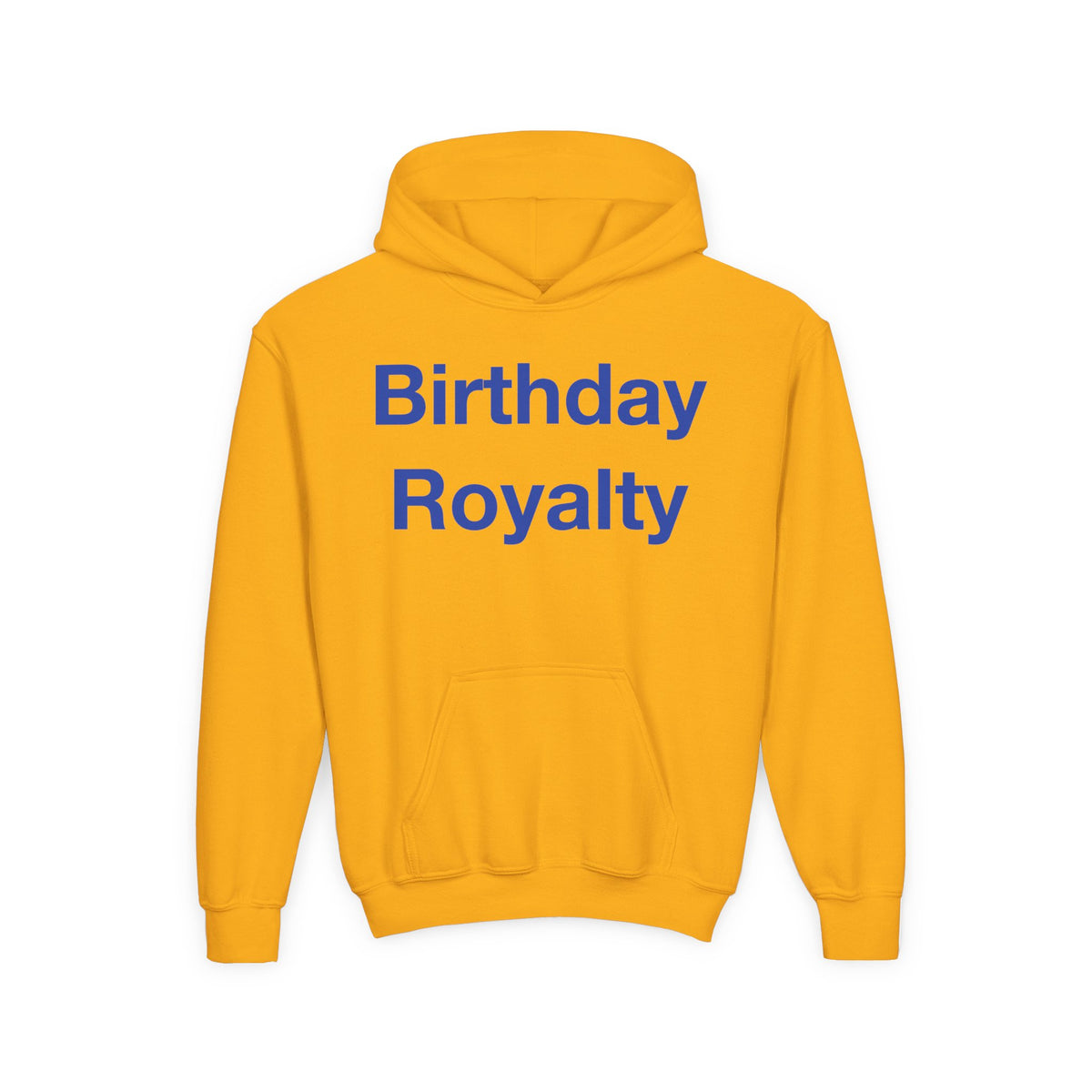 Birthday Royalty kids hoodie by Fearlessly Hue®, Birthday Royalty lettering on the front.