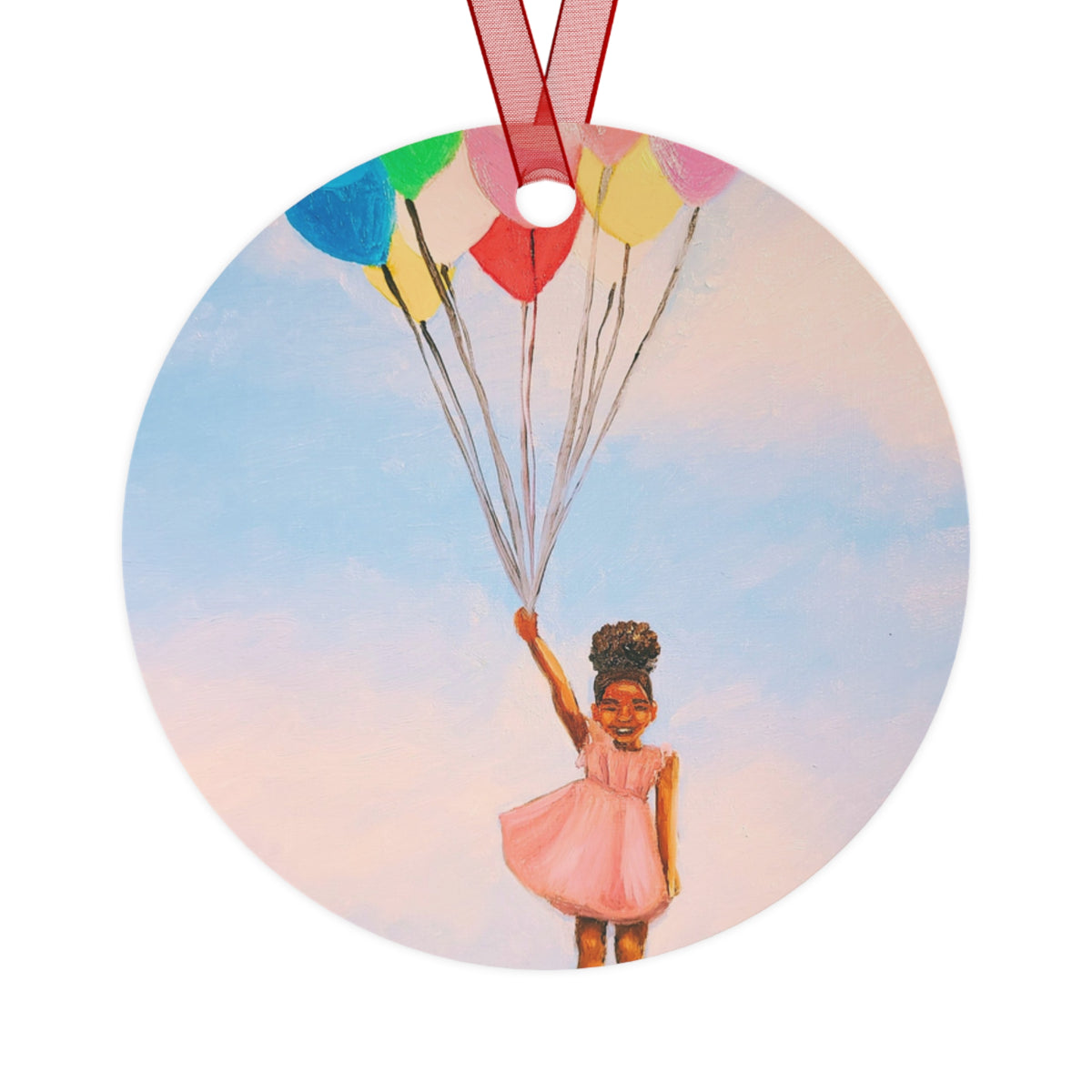 Splendor of the Skies I round metal ornament by Fearlessly Hue®, Dana Todd Pope's art.