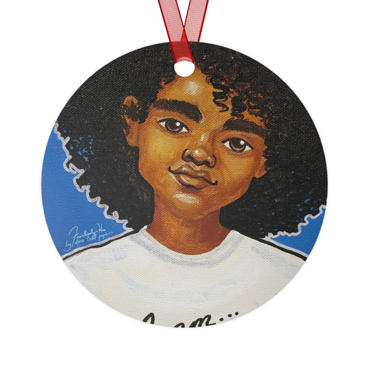 I am... Brilliant round metal ornament by Fearlessly Hue®, Dana Todd Pope's art.