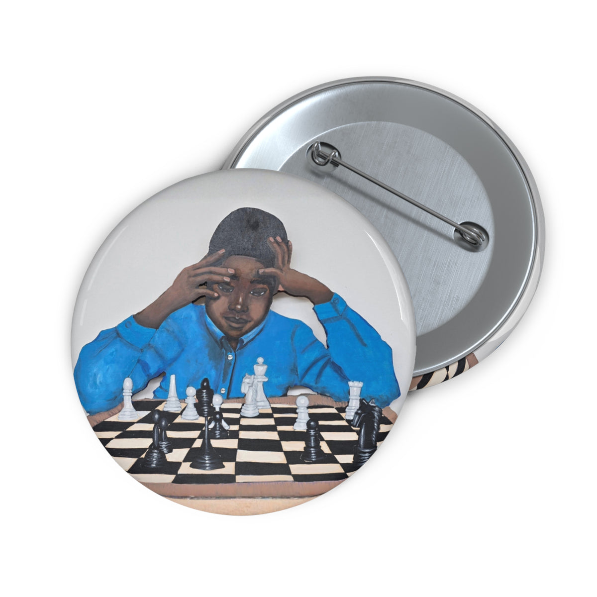 Chess Master 2.25 inch pin button by Fearlessly Hue®, Dana Todd Pope's art.