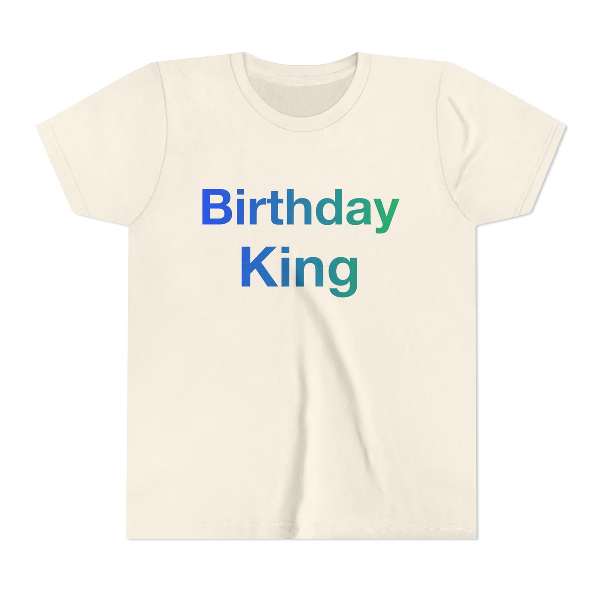 Birthday King kids tee by Fearlessly Hue®, Birthday King lettering on the front.