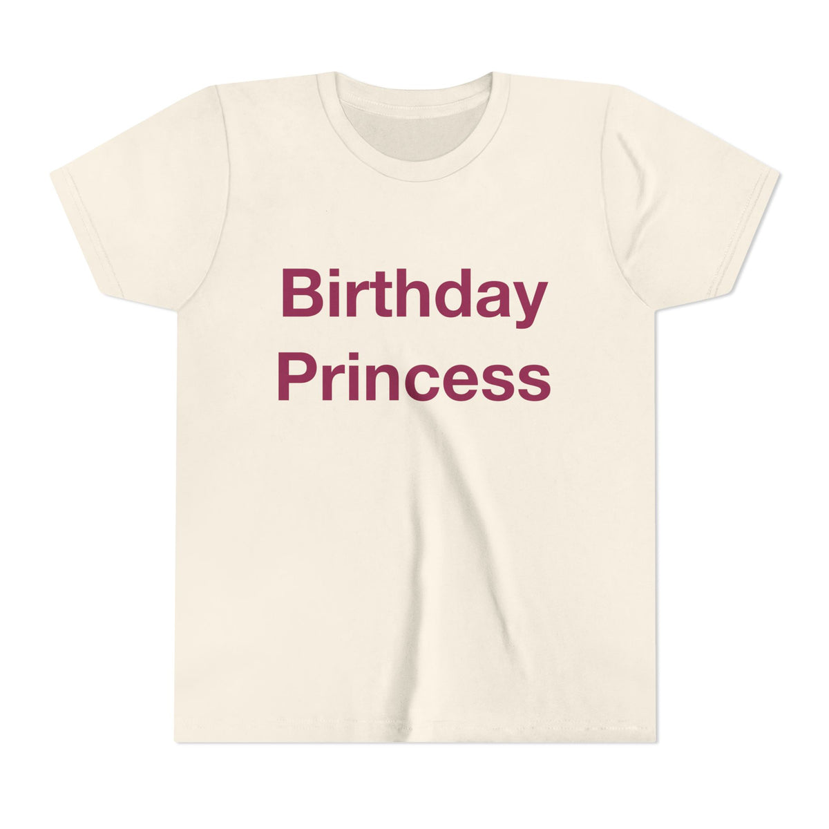 Birthday Princess kids tee in Natural by Fearlessly Hue®, Birthday Princess lettering on the front.