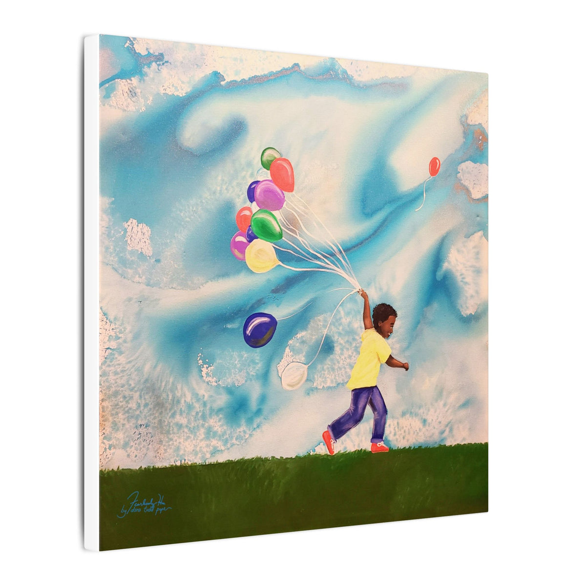 Splendor of the Skies III Print on Canvas by Dana Todd Pope, seen at an angle to show its depth.