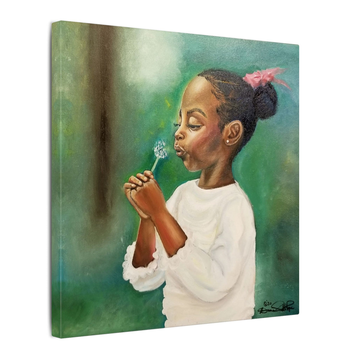 Wish Print on Canvas by Dana Todd Pope, seen at an angle to show its depth.