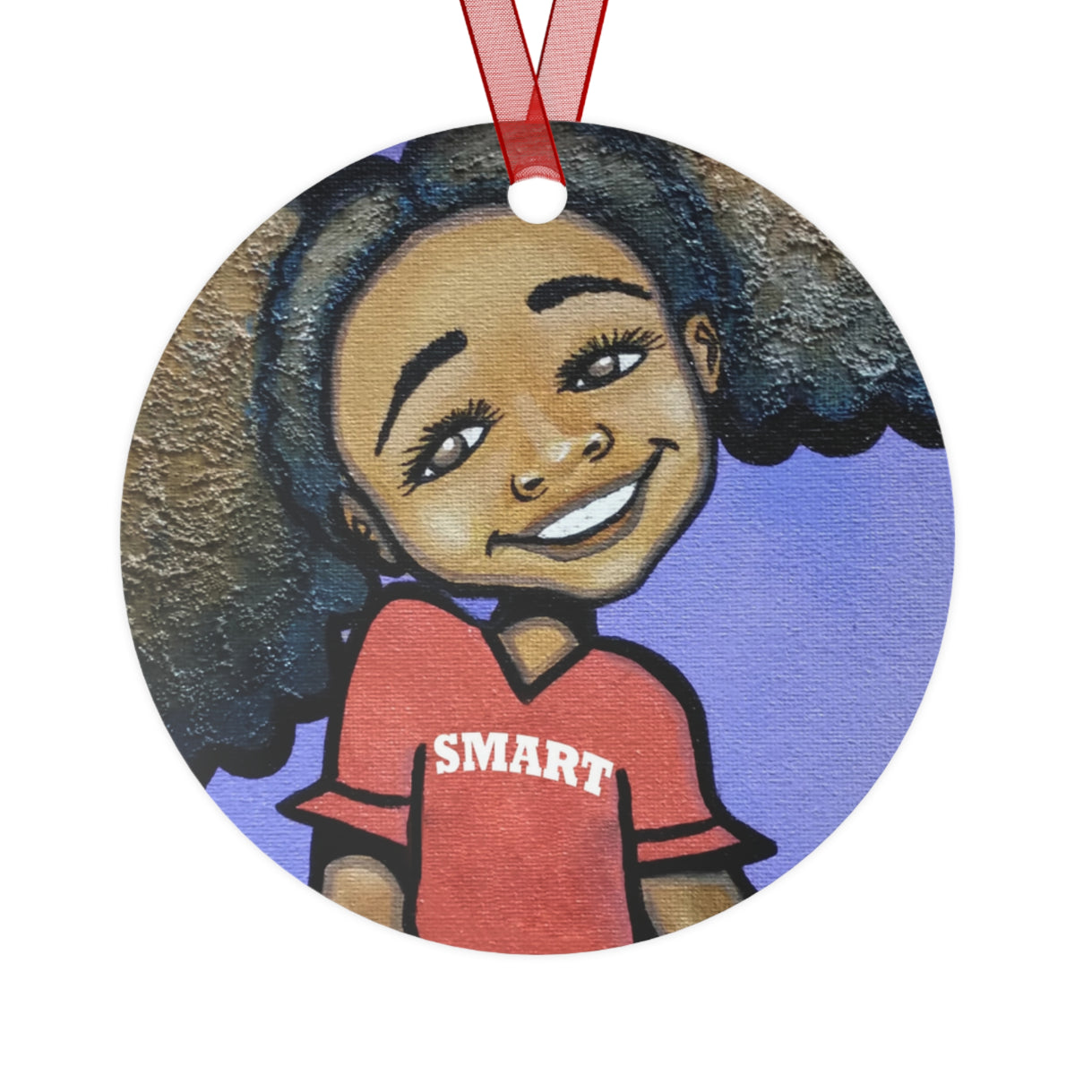 Smart Girl II round metal ornament by Fearlessly Hue®, Dana Todd Pope's art.