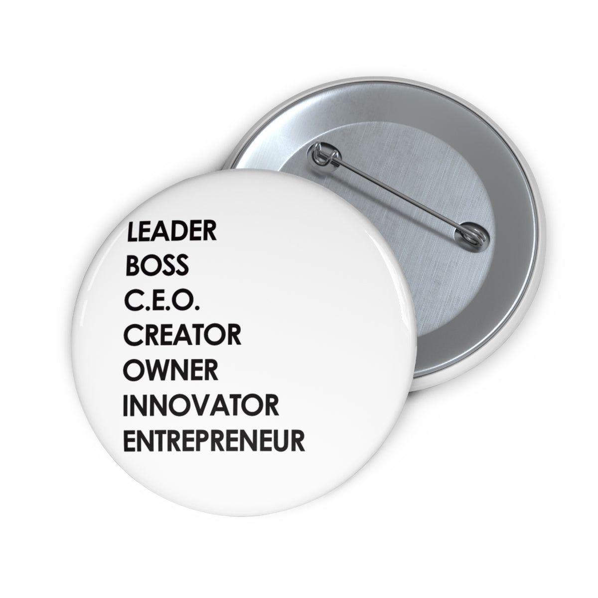 LBC Words, White 2.25 inch pin button by Fearlessly Hue®, Dana Todd Pope's art.