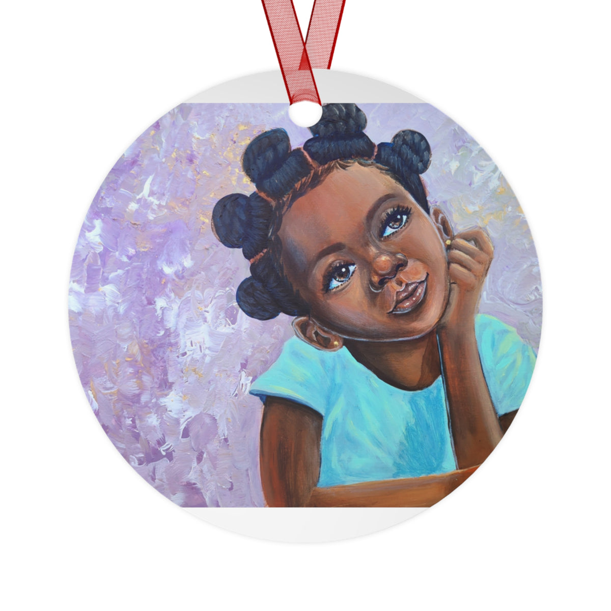 Daydreaming on a Perfect Summer Day I round metal ornament by Fearlessly Hue®, Dana Todd Pope's art.