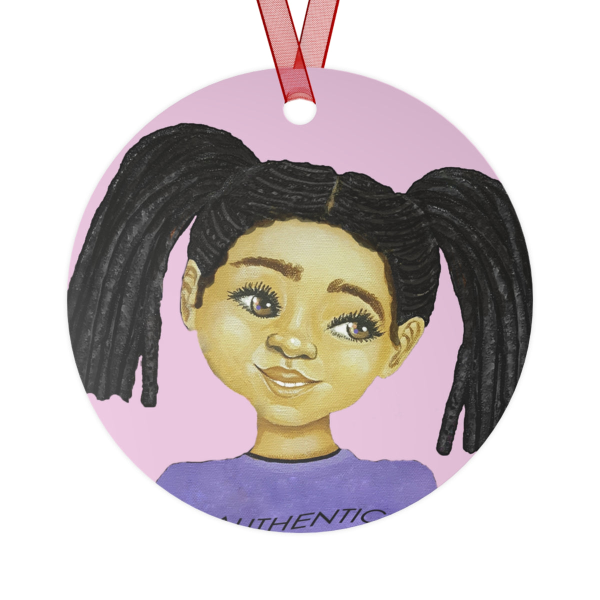 Authenticity round metal ornament by Fearlessly Hue®, Dana Todd Pope's art.