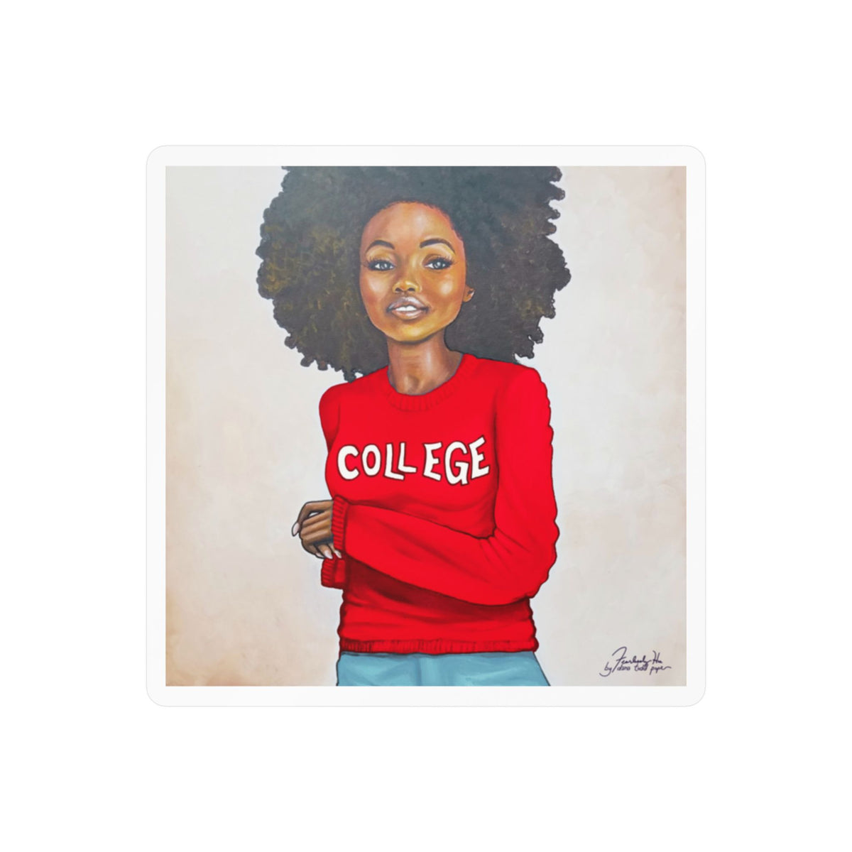 College Red and White sticker by Fearlessly Hue®, Dana Todd Pope's art.