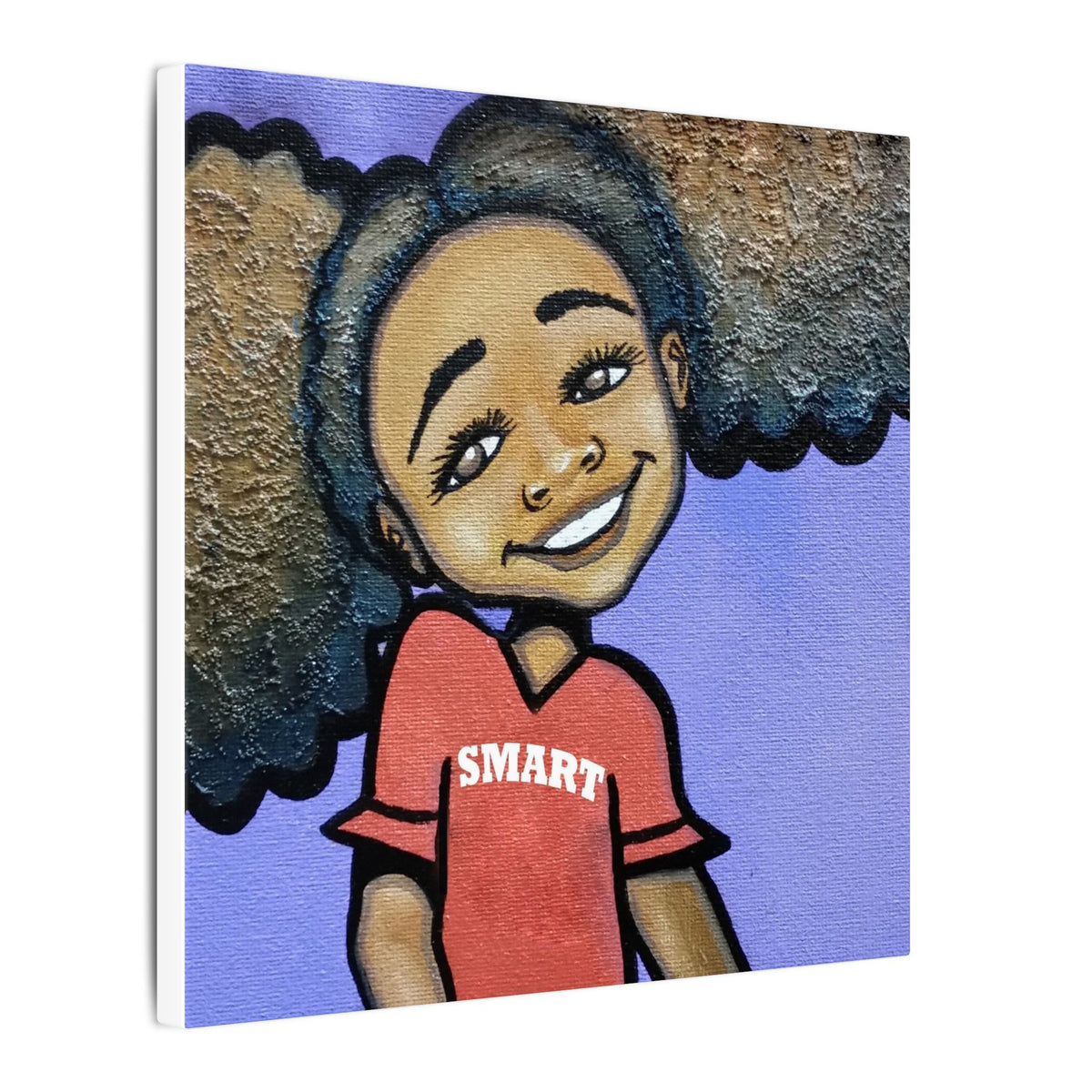 Smart Girl Print on Canvas by Dana Todd Pope, seen at an angle to show its depth.