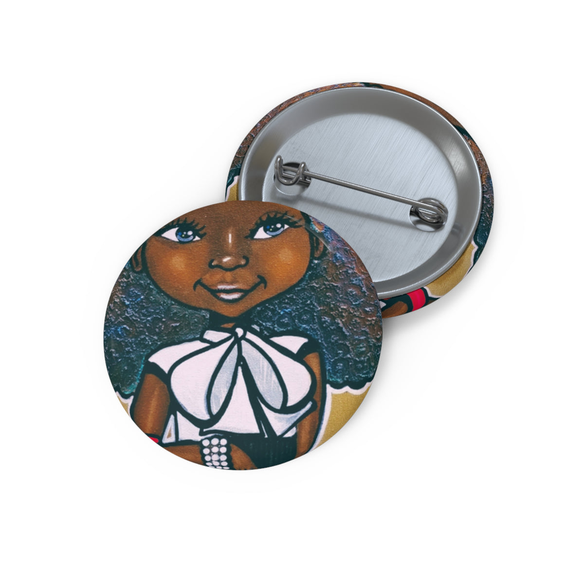 Fashionista Red and White pin button by Fearlessly Hue®, Dana Todd Pope's art.