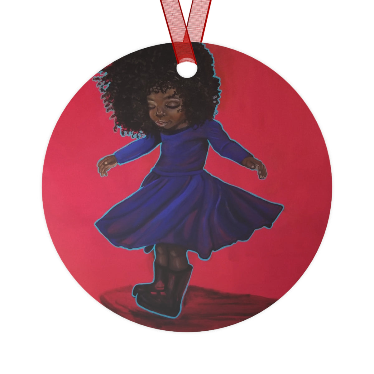 Freedom round metal ornament by Fearlessly Hue®, Dana Todd Pope's art.