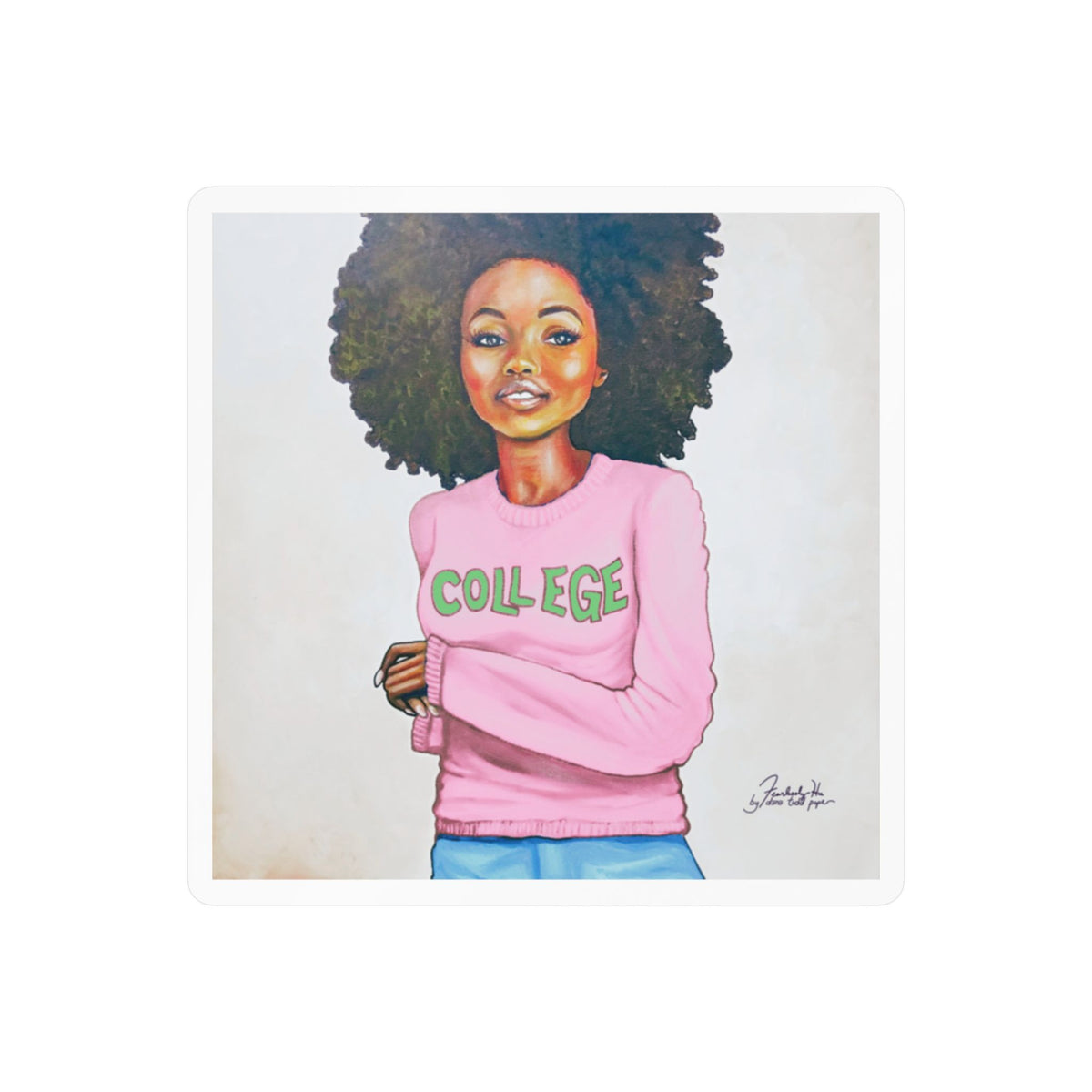 College Pink and Green sticker by Fearlessly Hue®, Dana Todd Pope's art.