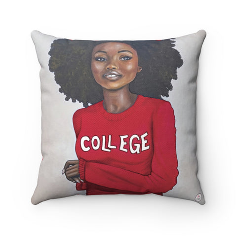 "COLLEGE (RED AND WHITE)" 18"x18" Square Pillow
