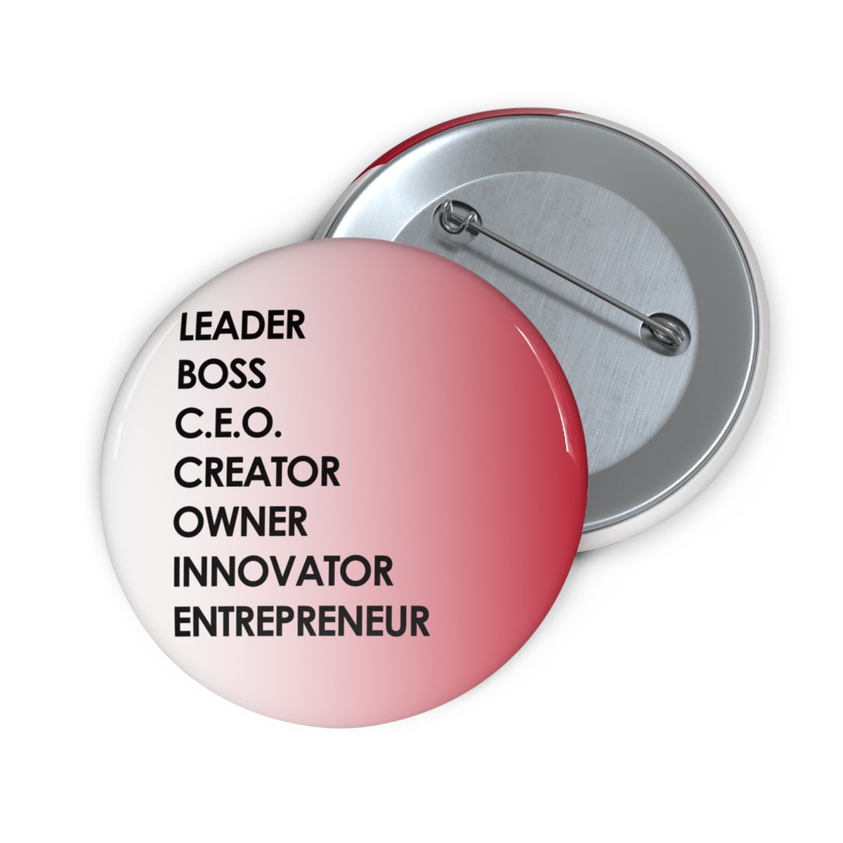 LBC Words, White and Red 2.25 inch pin button by Fearlessly Hue®, Dana Todd Pope's art.