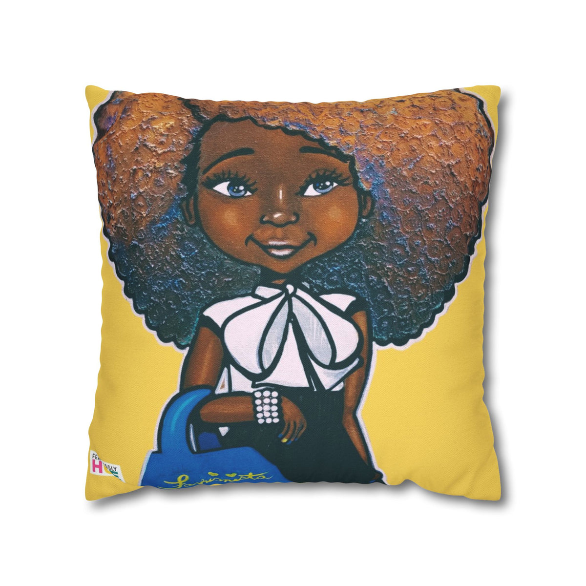 "Fashionista Blue and Gold" Pillow Case