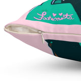 "Fashionista Pink and Green" Pillow