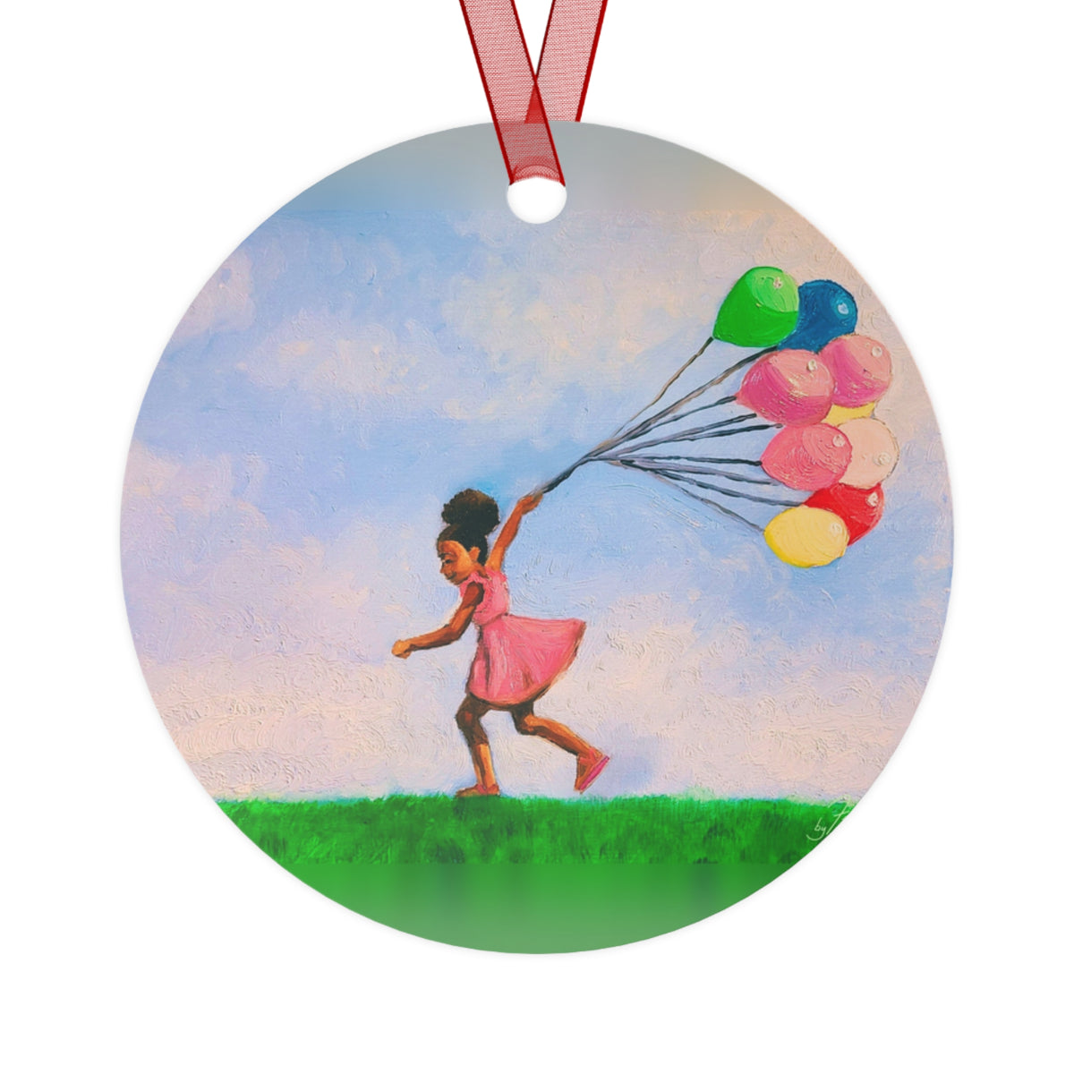 Splendor of the Skies II round metal ornament by Fearlessly Hue®, Dana Todd Pope's art.