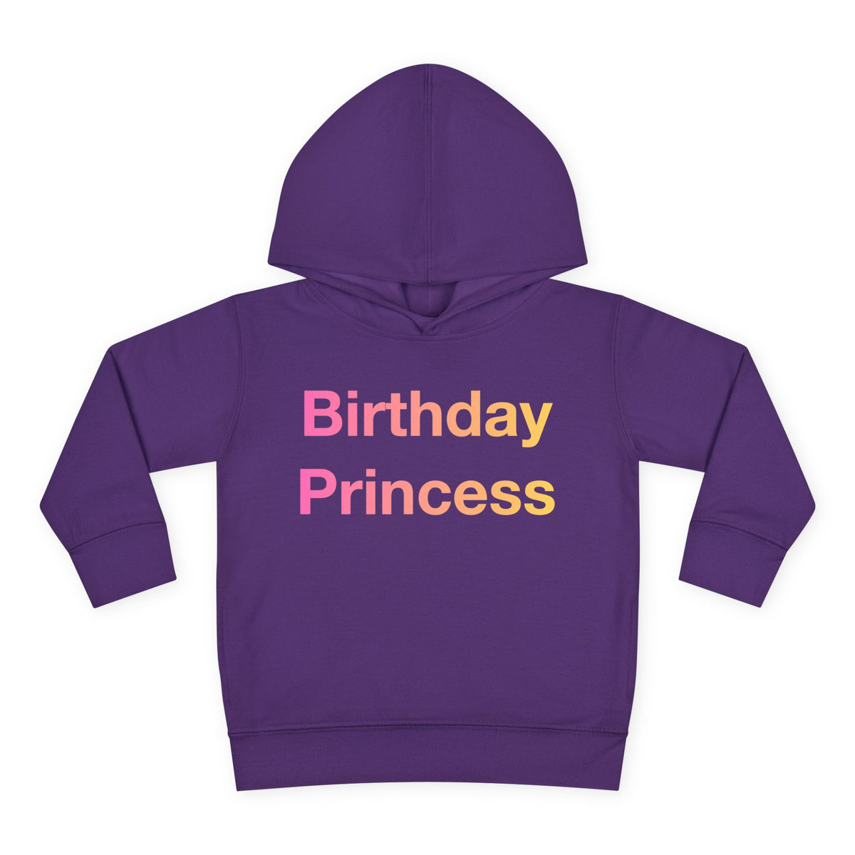 Birthday Princess toddler fleece hoodie by Fearlessly Hue®, Birthday Princess lettering on the front.