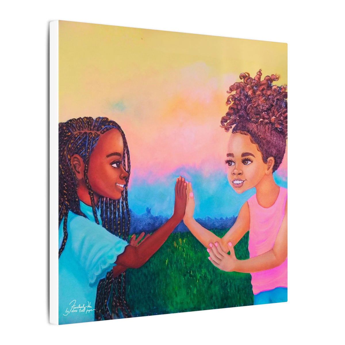 Clap Pat Print on Canvas by Dana Todd Pope, seen at an angle to show its depth.