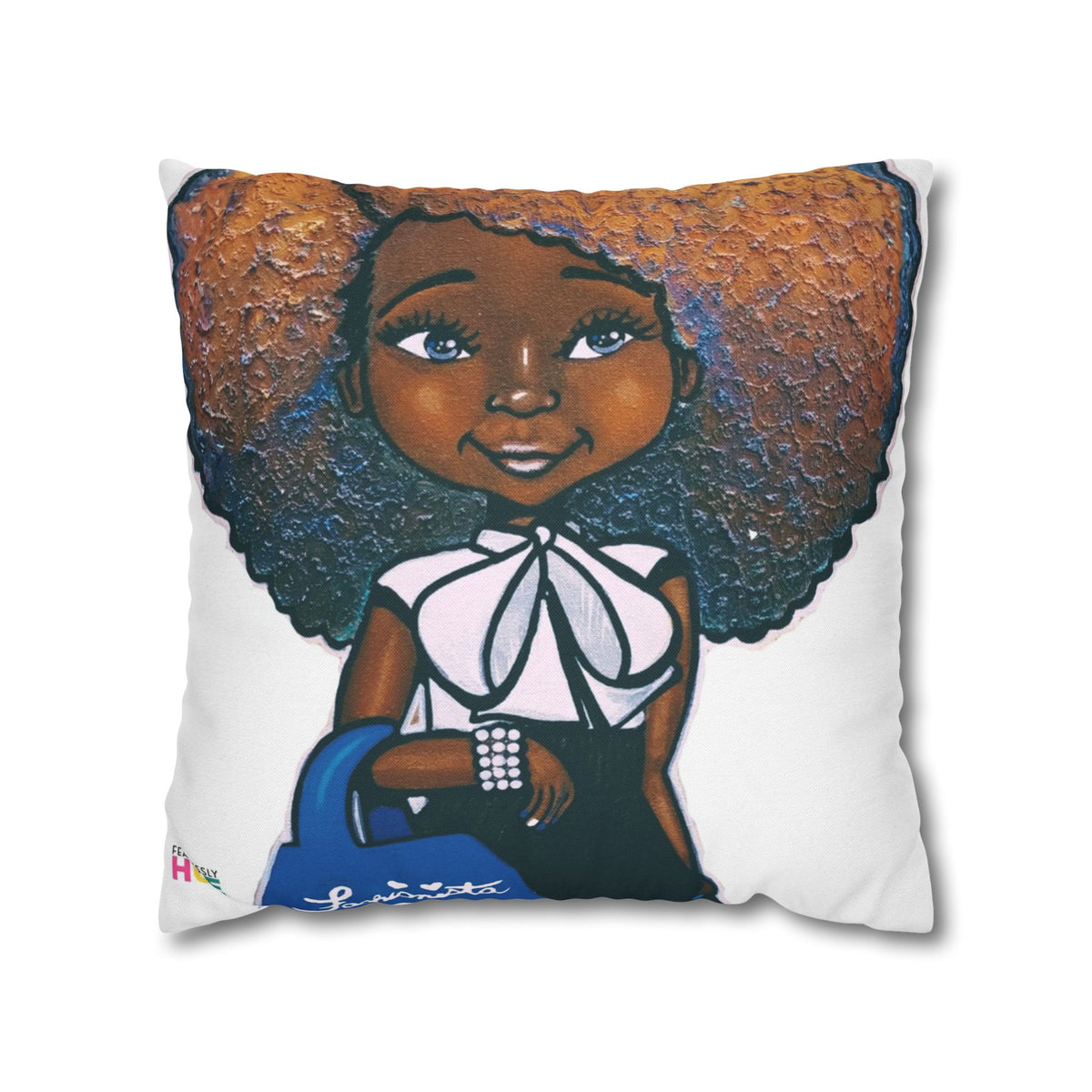 "Fashionista Blu and White" Pillow Case