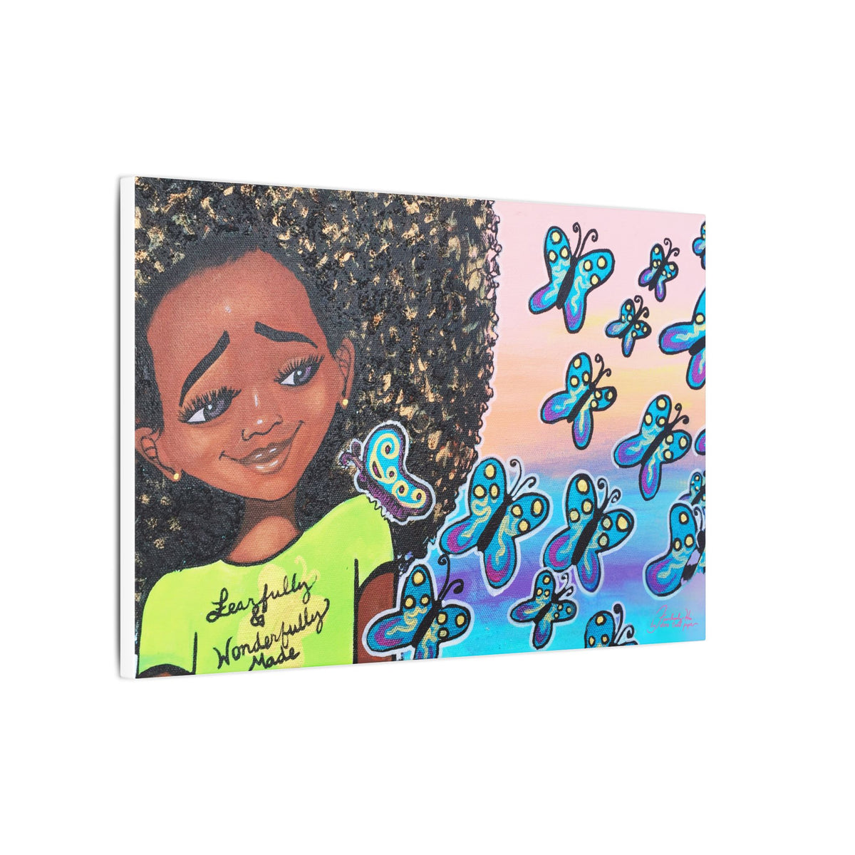 Fearfully Made Print on Canvas by Dana Todd Pope, seen at an angle to show its depth.