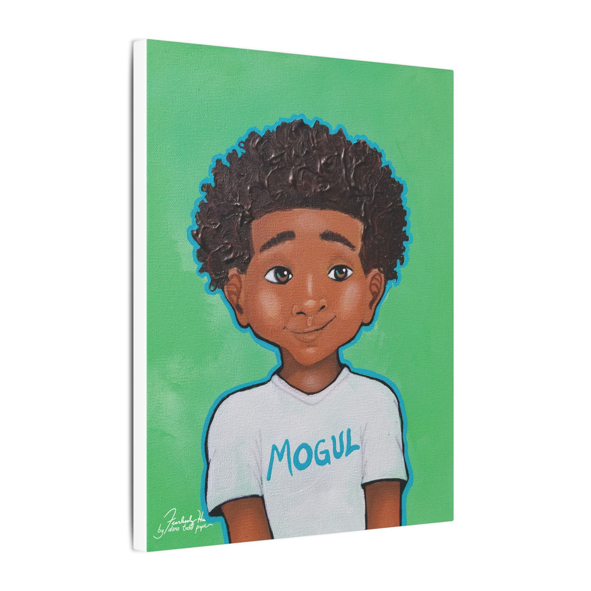 Lil Mogul Print on Canvas by Dana Todd Pope, seen at an angle to show its depth.
