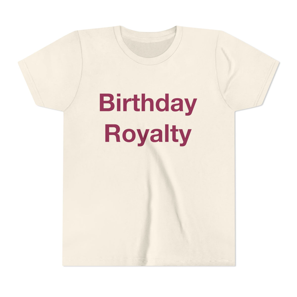 Birthday Royalty kids tee by Fearlessly Hue®, Birthday Royalty lettering on the front.