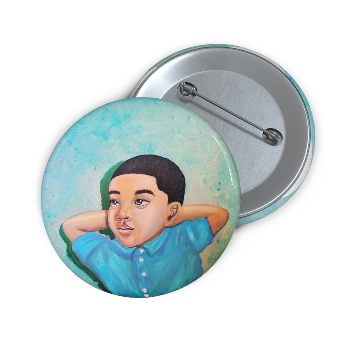 Daydreaming on a Perfect Summer Day II 2.25 inch pin button by Fearlessly Hue®, Dana Todd Pope's art.