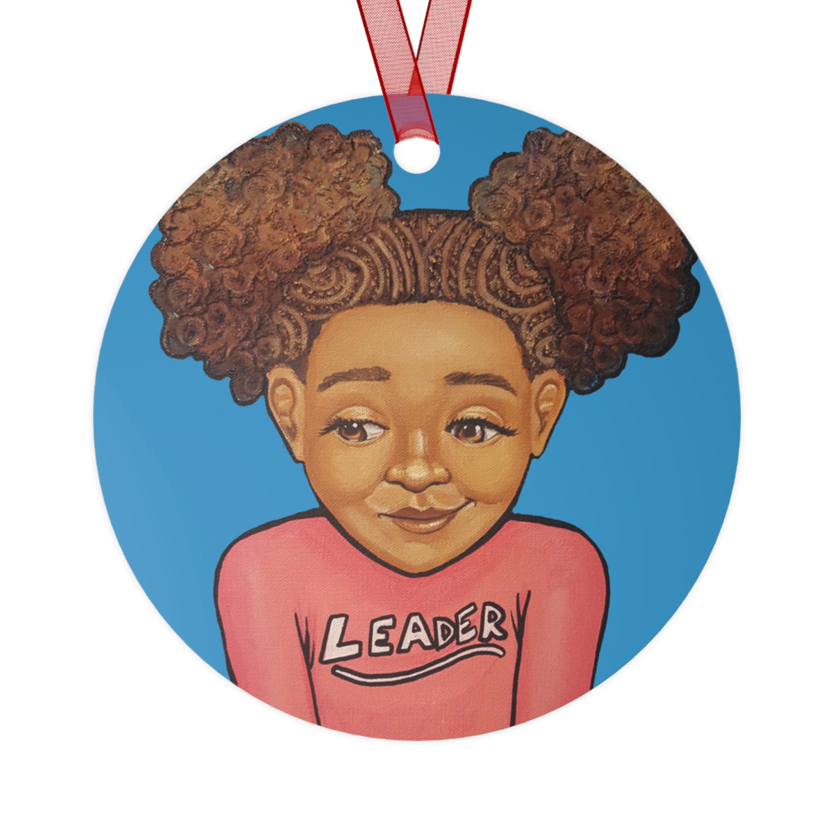 Leader round metal ornament by Fearlessly Hue®, Dana Todd Pope's art.