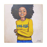 College Canvas Print-  Blue and Gold 12 x 12