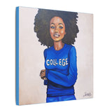 College Canvas Art Print, Blue & White - Fearlessly Hue