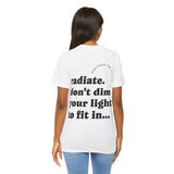 Fearlessly Hue® Radiate Adult T-shirt - Inspirational, Yellow Graphic Tee