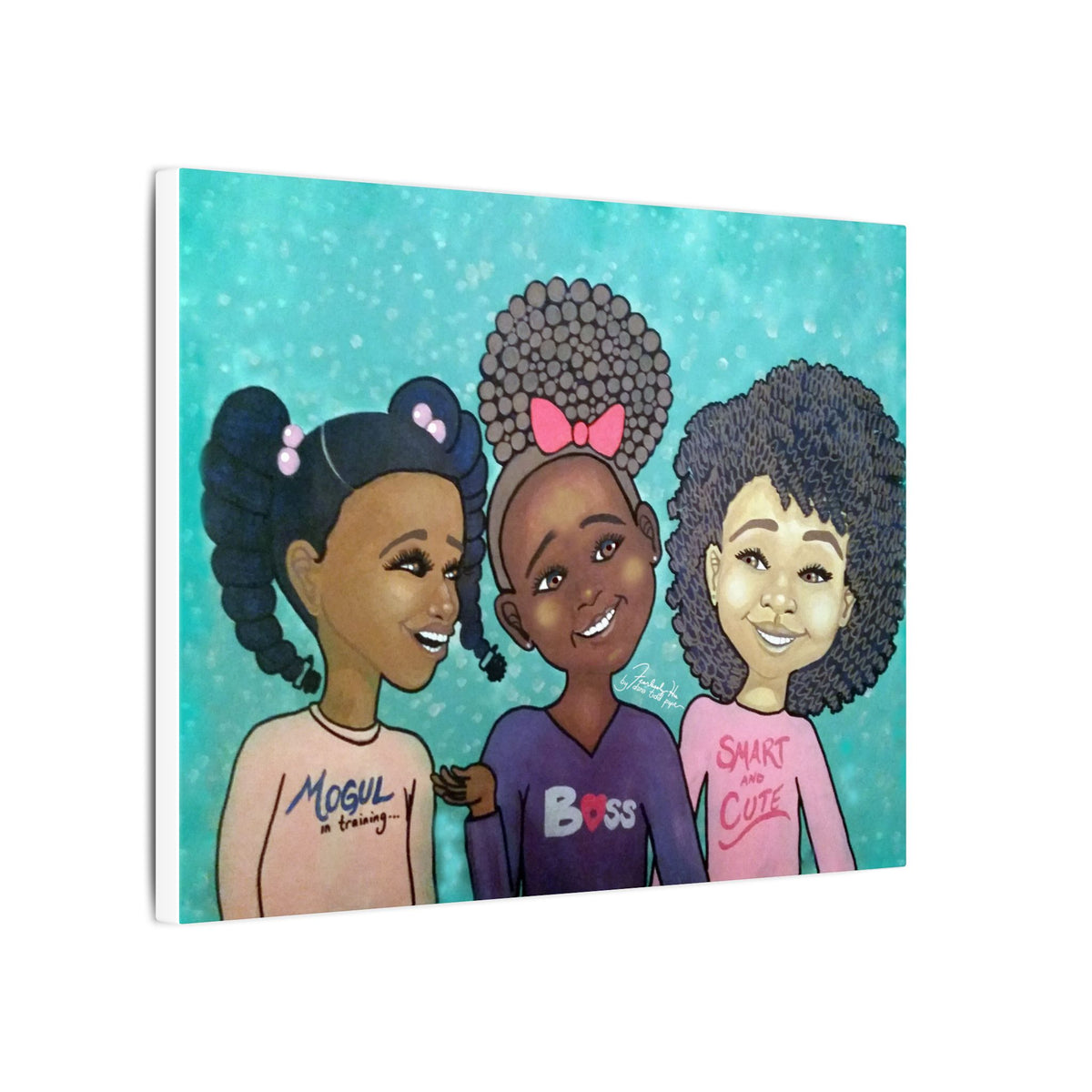 Girls Print on Canvas by Dana Todd Pope, seen at an angle to show its depth.