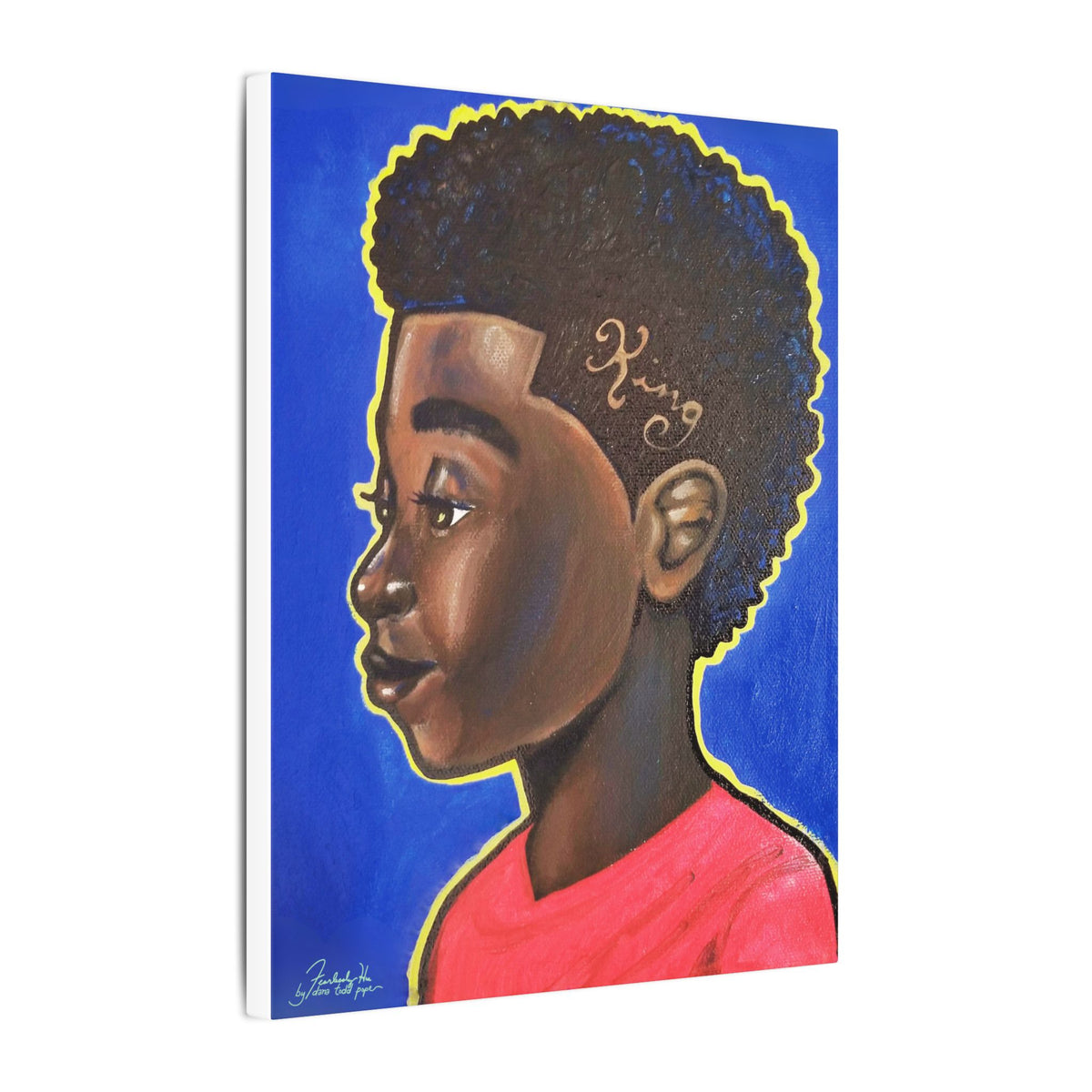 King Print on Canvas by Dana Todd Pope, seen at an angle to show its depth.