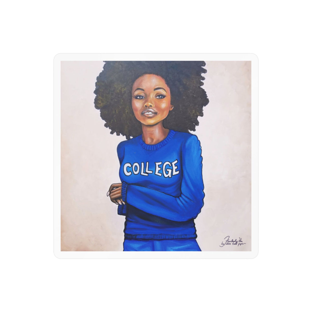 College Blue and White sticker by Fearlessly Hue®, Dana Todd Pope's art.