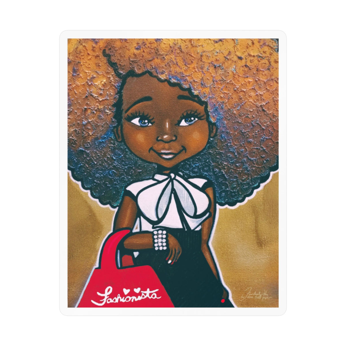 Fashionista Red and White sticker by Fearlessly Hue®, Dana Todd Pope's art.