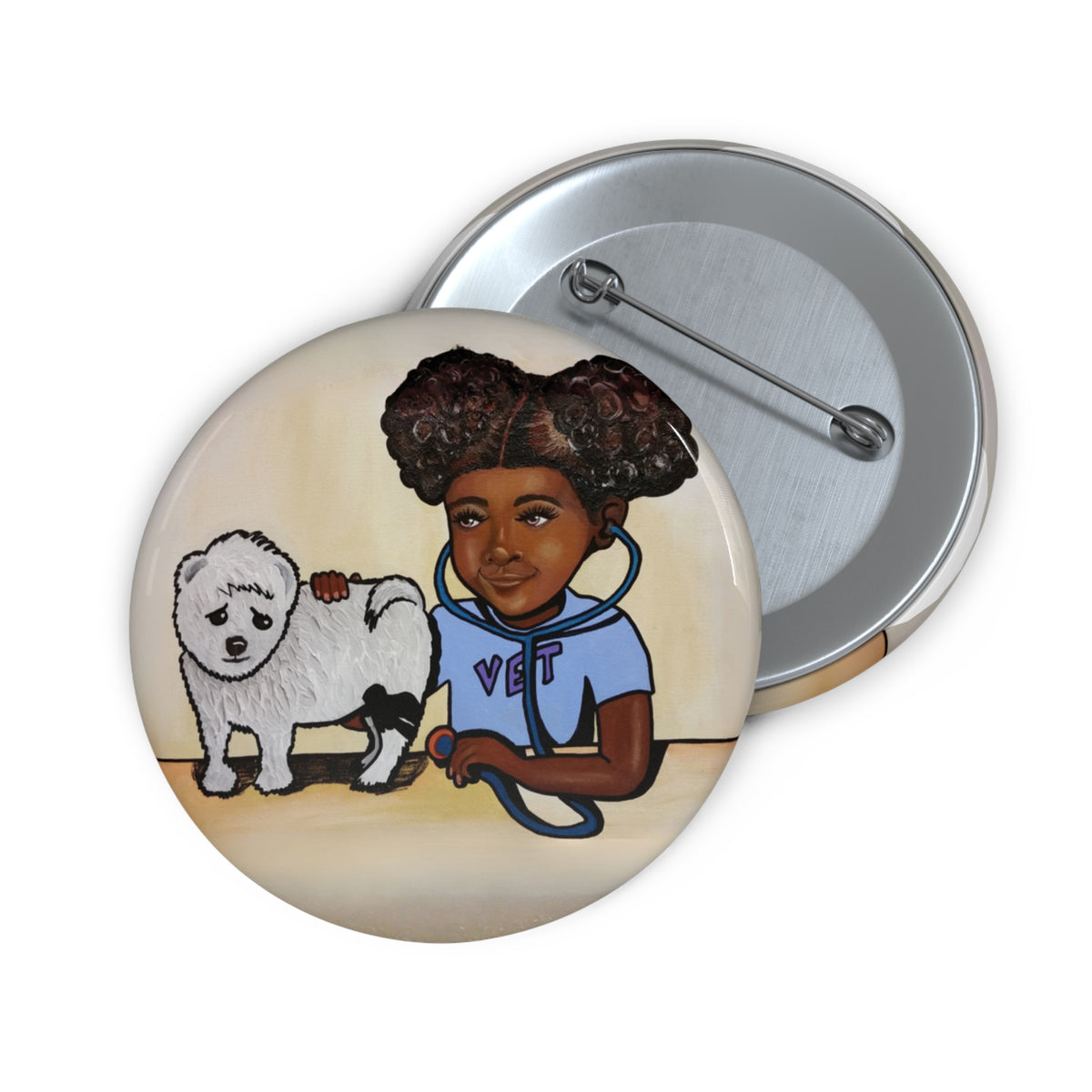 Lil Vet 2.25 inch pin button by Fearlessly Hue®, Dana Todd Pope's art.