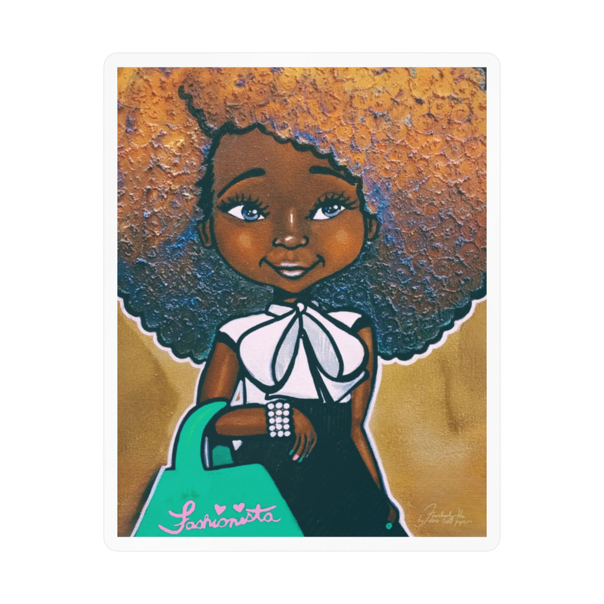 Fashionista Pink and Green sticker by Fearlessly Hue®, Dana Todd Pope's art.