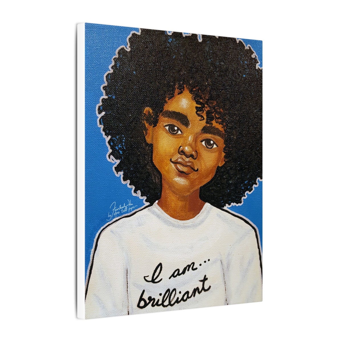 I am... Brilliant Print on Canvas by Dana Todd Pope, seen at an angle to show its depth.
