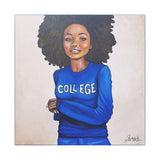 College Canvas Art Print, Blue & White - Fearlessly Hue