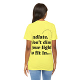 Fearlessly Hue® Radiate Adult T-shirt - Inspirational, Yellow Graphic Tee