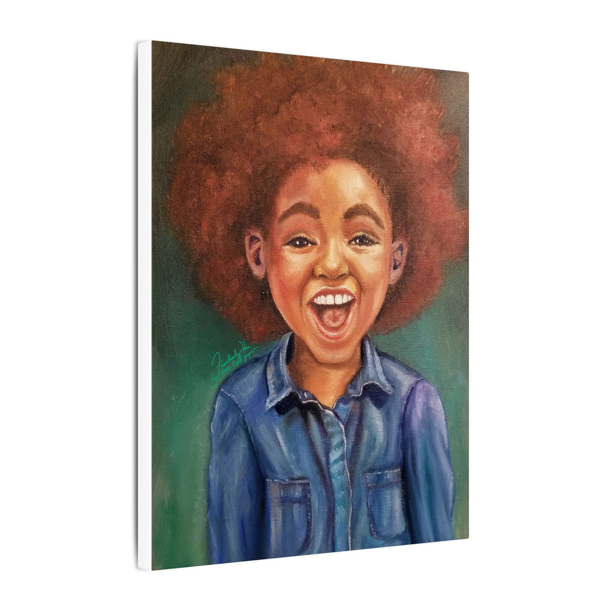 Pure Joy Print on Canvas by Dana Todd Pope, seen at an angle to show its depth.