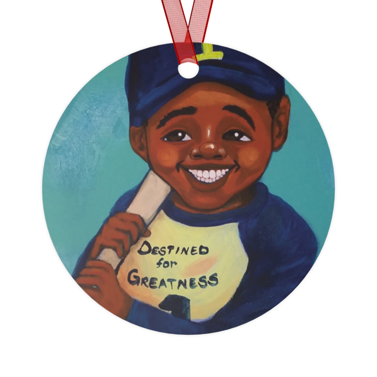 Destined For Greatness round metal ornament by Fearlessly Hue®, Dana Todd Pope's art.