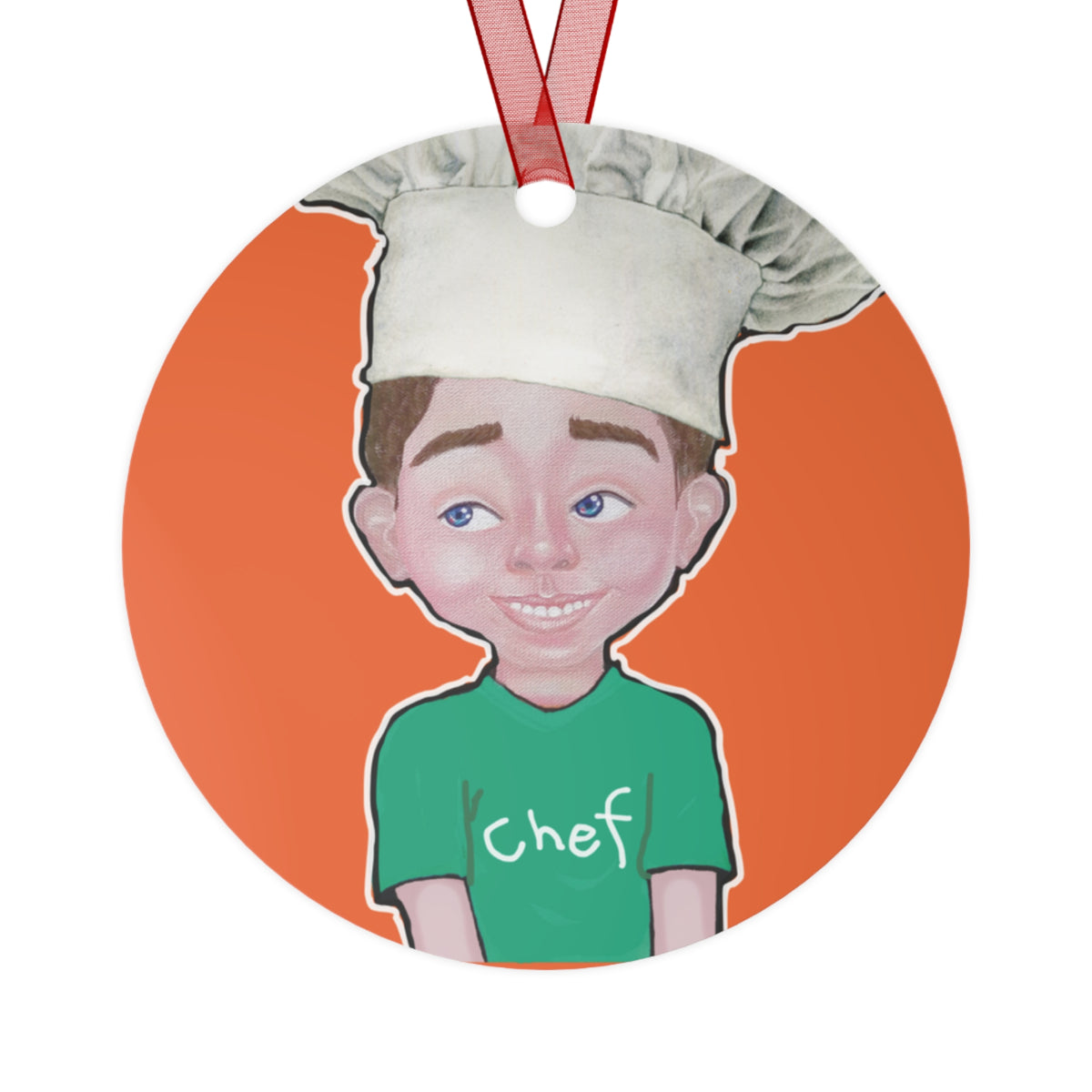Lil Chef round metal ornament, art on both sides by Fearlessly Hue®, Dana Todd Pope's art.