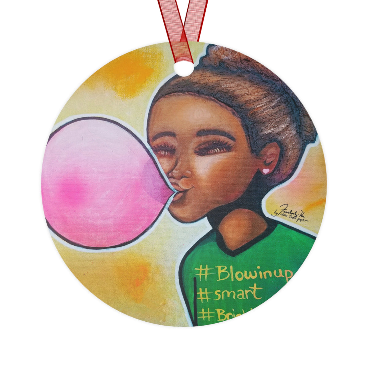 Blowin Up round metal ornament by Fearlessly Hue®, Dana Todd Pope's art.