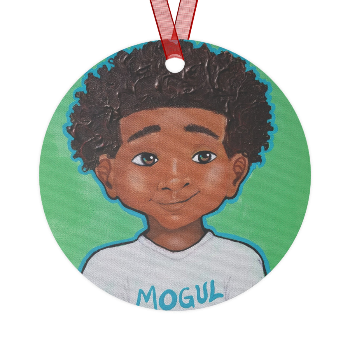 Lil Mogul round metal ornament by Fearlessly Hue®, Dana Todd Pope's art.
