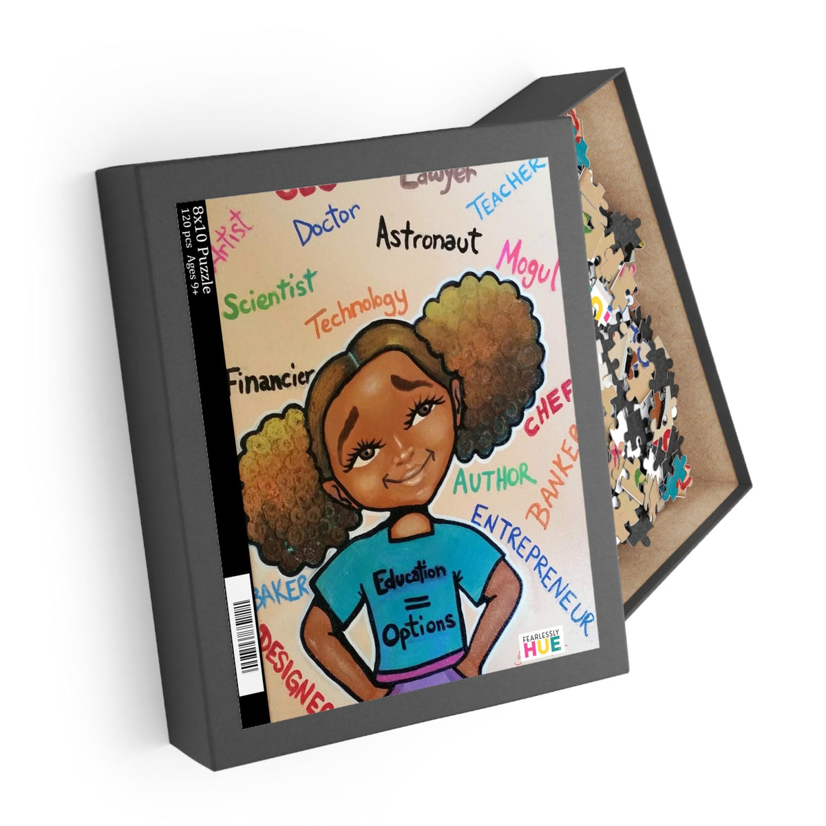 Ed = Op Girl II 120-piece puzzle in its gift box.